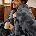 Bedsure Fluffy Bubble Faux Fur Throw Blanket, 50"x60", Cream