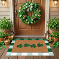 Tinideya 2 23.6 X 35.4 Inches Plaid Ghost Red Brown | Layered Coir Doormat Set, Non Slip Backing for Outdoor Entryway, Buffalo Plaid Seasonal Design, Front Porch Home Decor