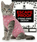 Cat Surgery Recovery Suit Female Cat Onesie for Cats After Surgery Spay Surgical Abdominal Wound Skin Diseases E-Collar Alternative Wear Kitten (Black, Large)
