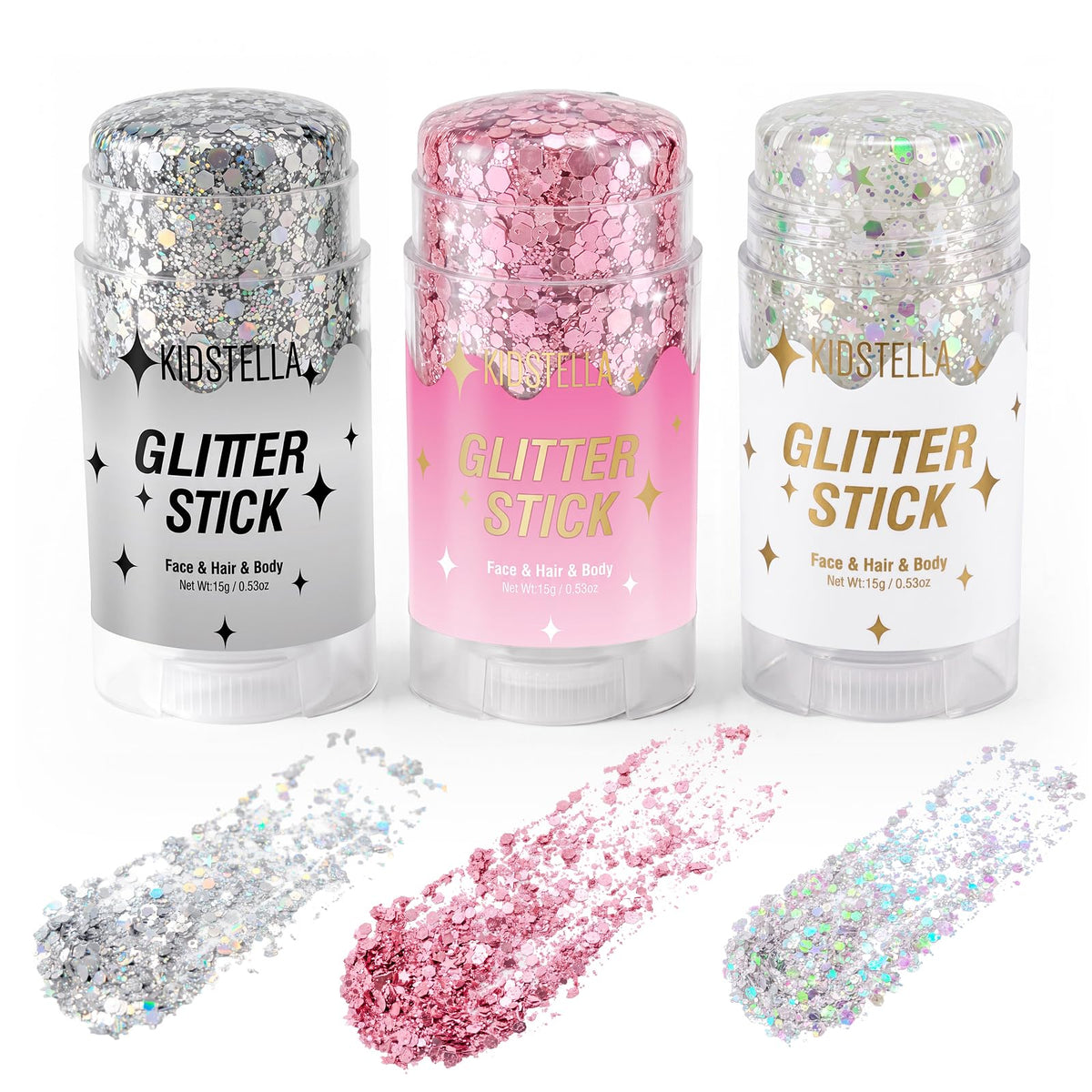 Halloween Body Glitter Stick for Face and Hair, Bat Cross Ghosts Sequins