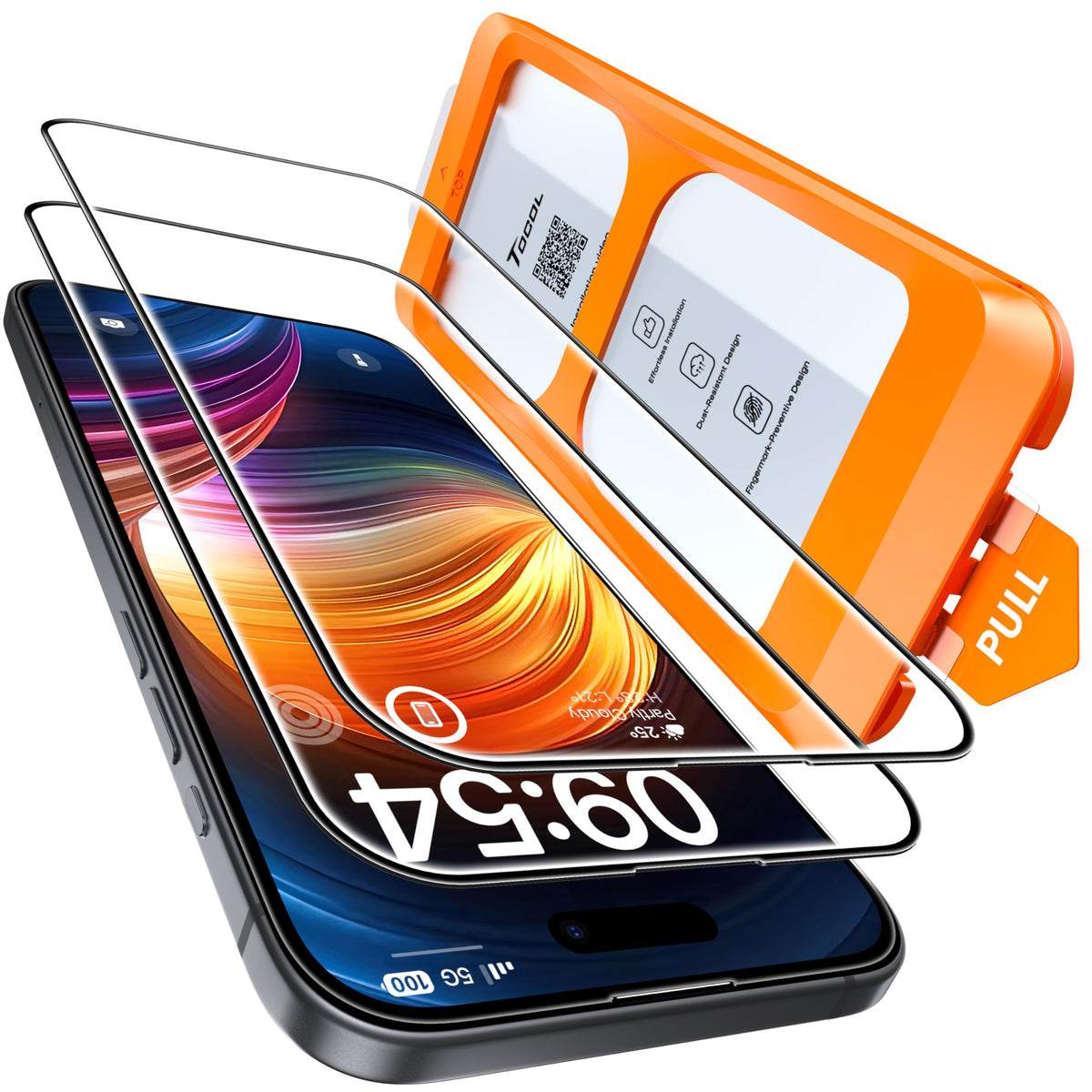 TOCOL for iPhone 15 Pro Screen Protector, Easy Installation