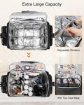 Relavel Rolling Makeup Train Case, Hairstylist Traveling Bag with 4 Wheels, Heat Insulation Full Layer, Adjustable Dividers, Hair Tools and Cosmetics Storage Organizer Trolley Suitcase Makeup Cart