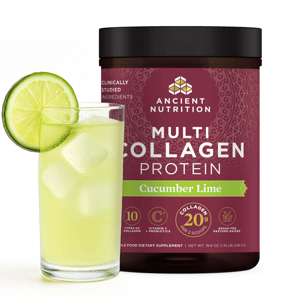 Ancient Nutrition Collagen Peptides Powder, Multi Collagen Protein, Women & Men, Vitamin C, Probiotics, Hydrolyzed Collagen, Supports Skin, Joints, Gut Health, Unflavored (40 Servings)