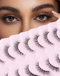 Natural Lashes That Look Like Extensions Strip Lashes Natural Look Thin Band Wispy Eyelashes 13mm Cat Eye False Eyelashes Foxy Eye Lashes 12 mm 7 Pairs S10