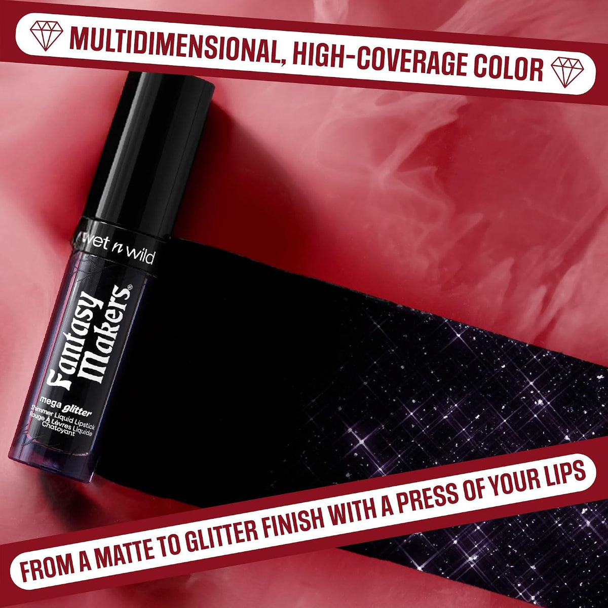 wet n wild Mega Glitter Shimmer Liquid Lipstick,Halloween Fantasy Makers, High Pigmented Creamy Texture, Shimmery Blendable Formula, Cruelty-Free - Spell Bound