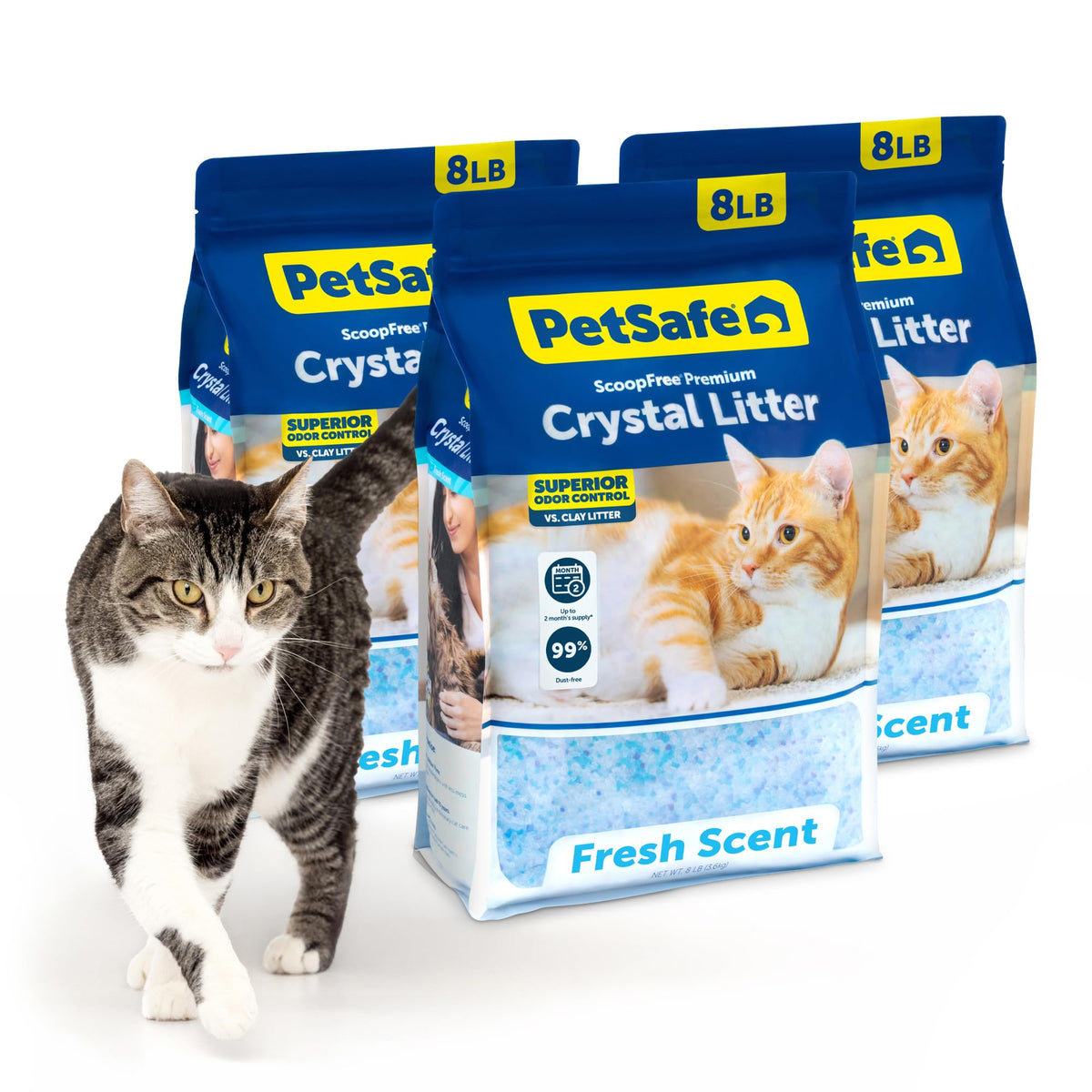 PetSafe ScoopFree Odor Control Crystal Cat Litter, Fresh Scent, 8 Lb Bag