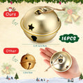 Zhengmy 16 Pcs Large Christmas Jingle Star Bell Xmas Ornament, Gold