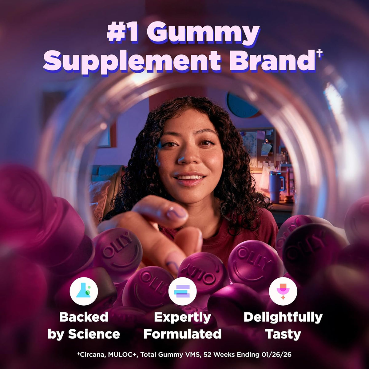 OLLY Sleep Gummies for Adults, 3 mg Melatonin Gummies with L-Theanine, Sleep Support for Restful Sleep*, Non-Habit Forming Sleep Support*, BlackBerry Zen, Gluten Free, 90 Count