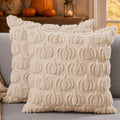DFXSZ Fall Pillow Covers 18x18 2Pcs Rust Pumpkin Fall Decorations for Home | Fall decor Set of 2 Throw Pillow Cases Soft Plush Faux Fur Wool Couch Cushion for Chair Sofa Bedroom Living Room Home Decor