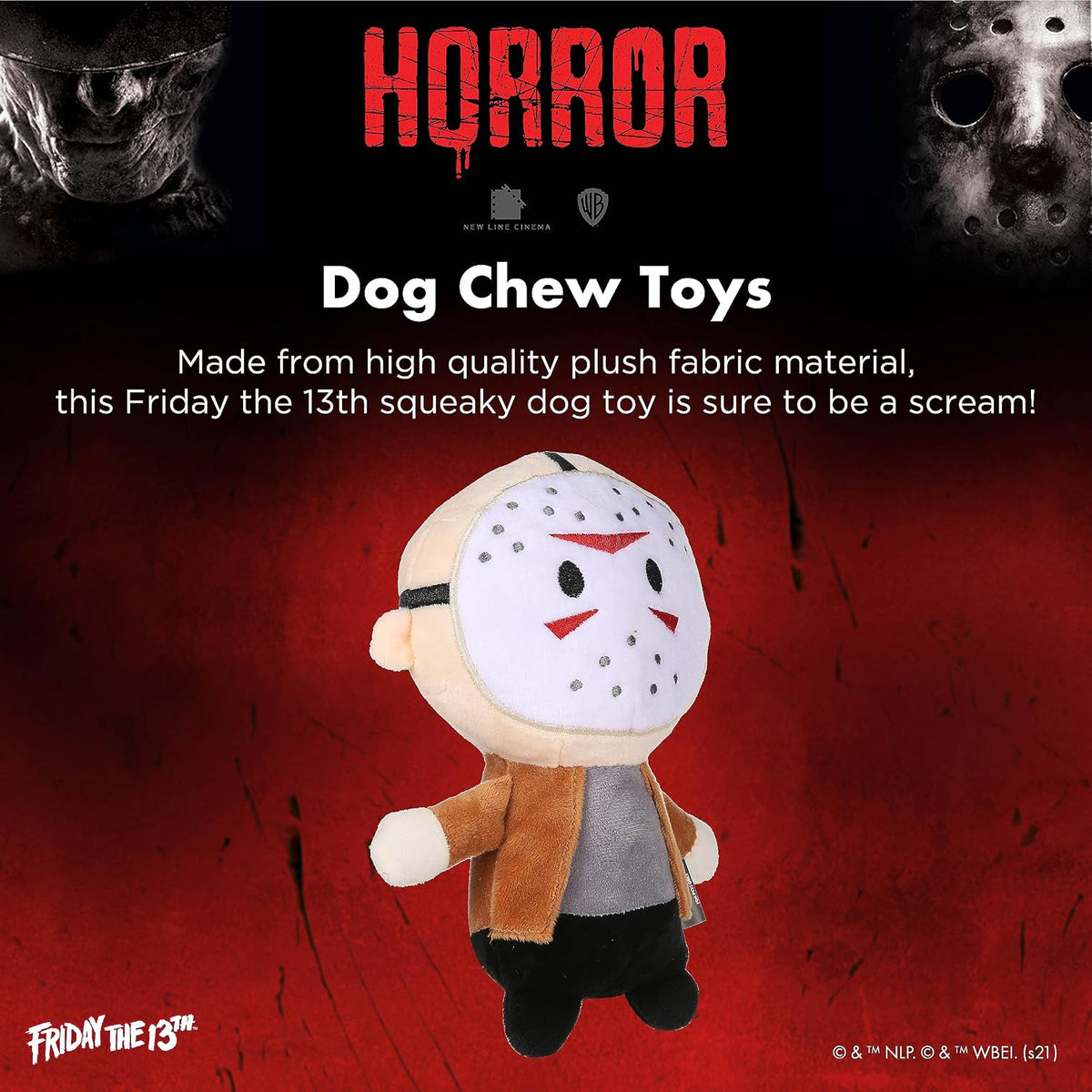 Warner Bros Jason Voorhees Plush Figure Dog Toy, 6 Inch