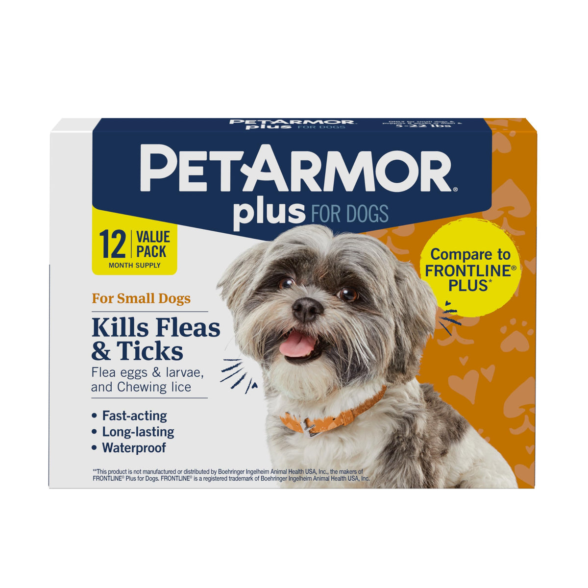 PetArmor Plus Flea & Tick Topical Dogs 45-88 lbs, 6-Month | Ideal for Large Dogs 45-88 lbs; Kills Fleas, Eggs, Larvae, Ticks & Lice; 6-month supply; Waterproof Nose-to-Tail