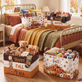 4 Pcs Thanksgiving Storage Basket Empty with Handles, Large Fabric