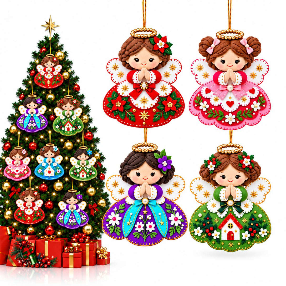 18Pcs Colorful Angel Christmas Ornaments