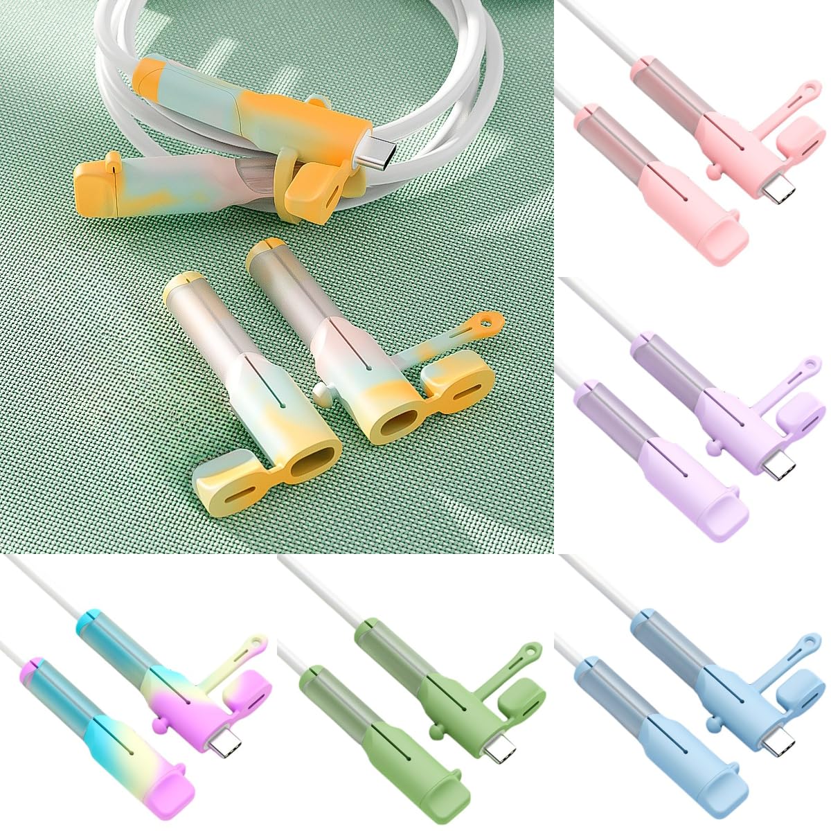 Silicone Charging Cable Protector Compatible with Lightning/Type-C/USB A