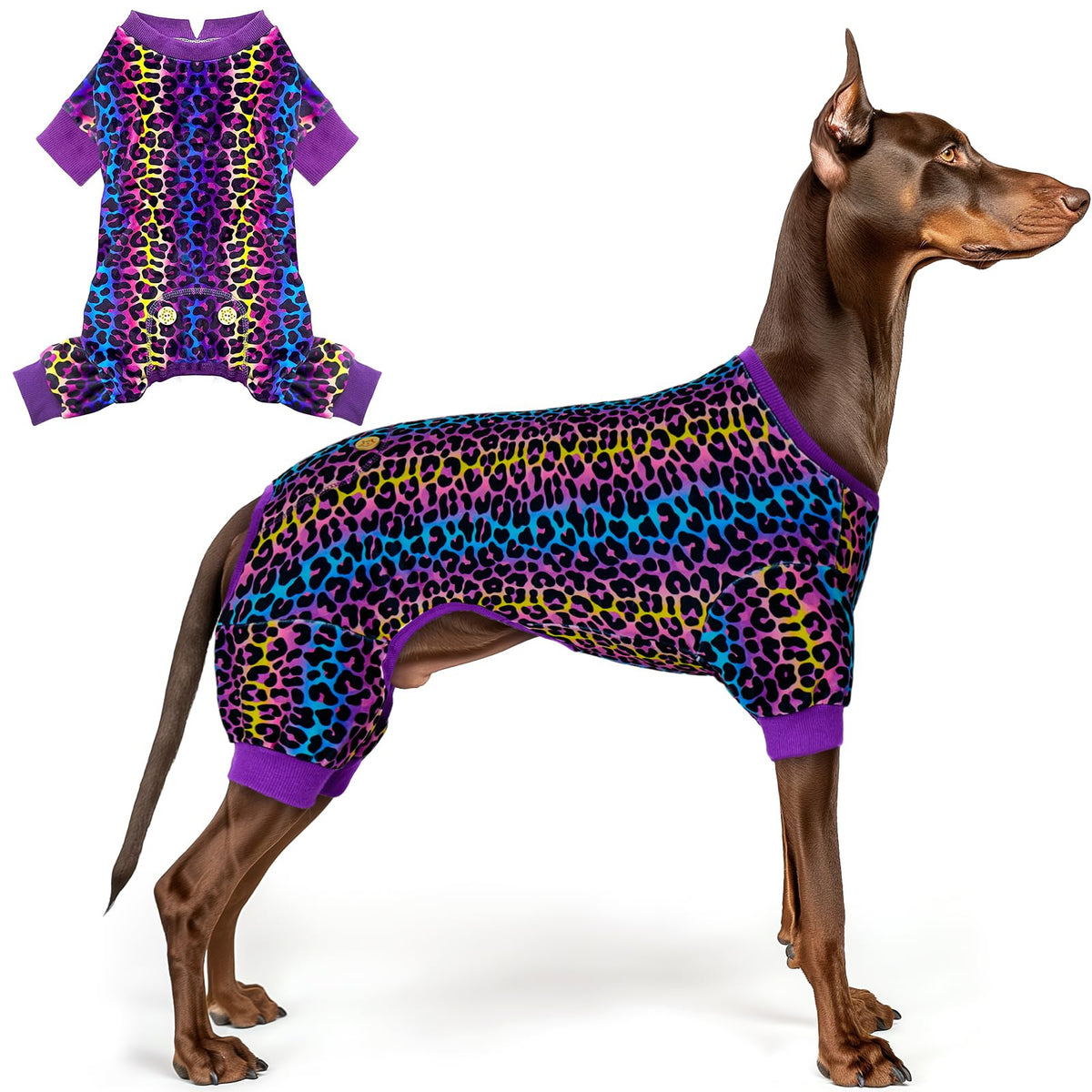 KYEESE Dog Christmas Pajamas for Small Dog Velvet Onesie with Red Snowflake
