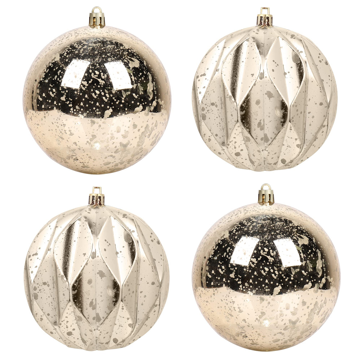 Extra Mercury Hanging Shatterproof Tree Ball Christmas Ornaments(Gold, 4 inch/4 Pcs)