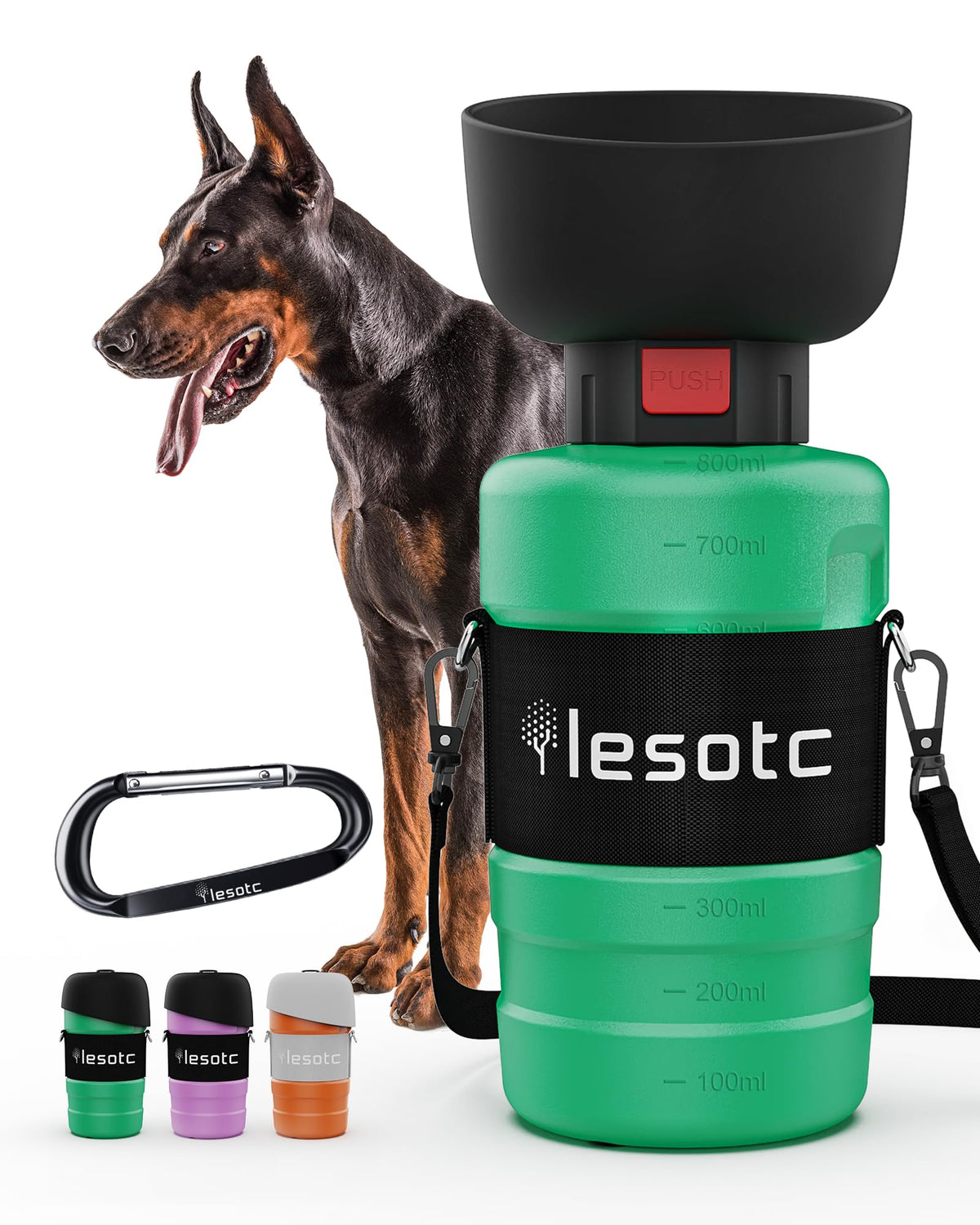 lesotc Dog Water Bottle, Portable Pet Water Dispenser, Leak Proof Travel Squeeze Water Bottle for Dogs, Puppy Essentials Dog Stuff Accessories for Outdoor Walking, Hiking, BPA-Free, Lightweight