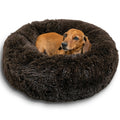 Best Friends by Sheri The Original Calming Donut Dog Bed for Large Dogs up to 100 lbs, Shag Faux Fur, Taupe, Large, 36" x 36"