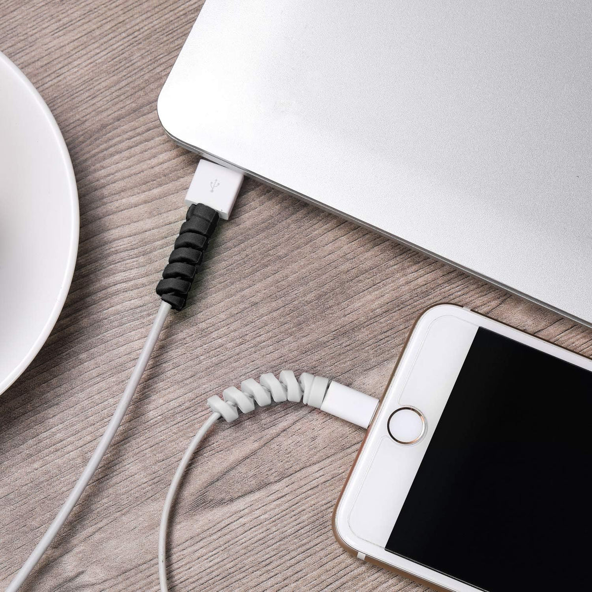 Jetec 12 Pcs Charging Cable Protector Silicone Spiral Charger Cable Saver