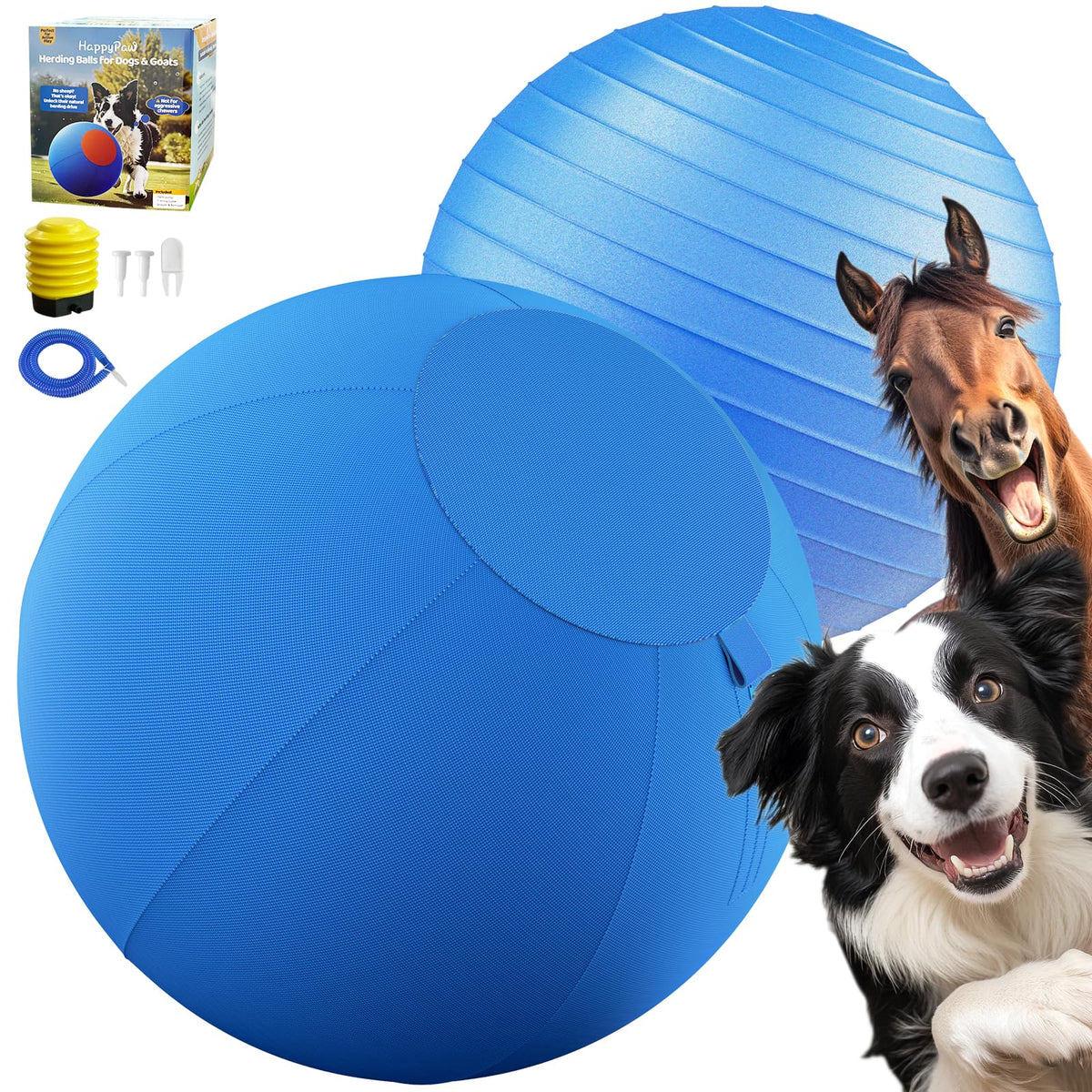Happypaw 3.0 2026 Upgrade 18'' Herding Ball for Dogs – Enhanced Chew Resistance & Heavy-Duty Material, Dog Toy Agility Equipment for Australian Shepherds,Collies, Includes 5 Repair Patches