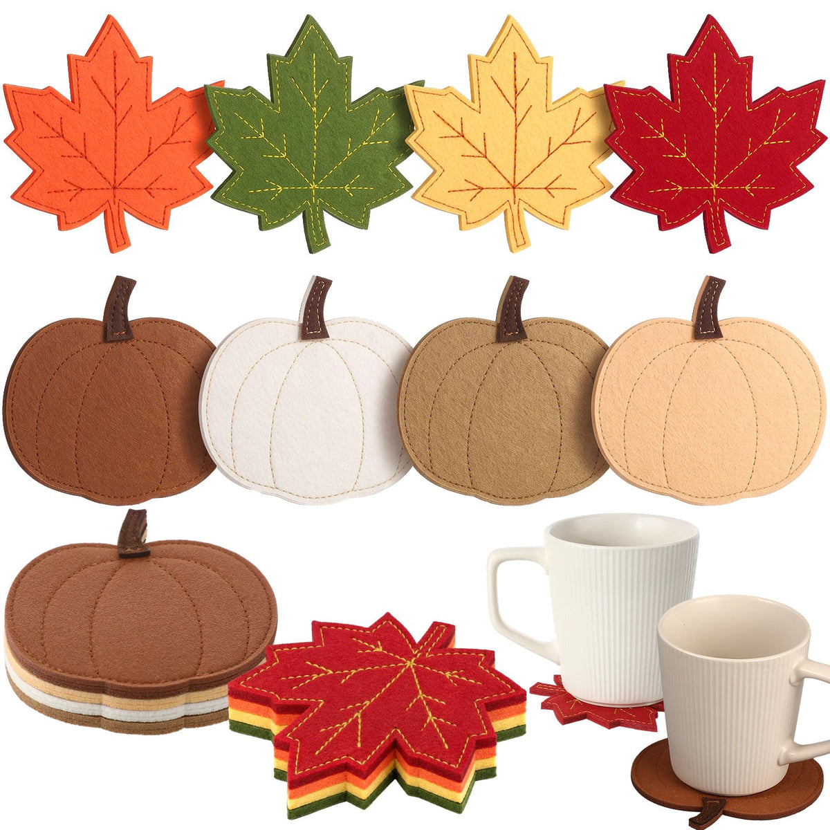 8 Thanksgiving Coasters Handmade Coasters, Leaf