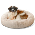 Best Friends by Sheri The Original Calming Donut Dog Bed for Large Dogs up to 100 lbs, Shag Faux Fur, Taupe, Large, 36" x 36"