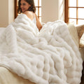 Bedsure Fluffy Bubble Faux Fur Throw Blanket, 50"x60", Cream
