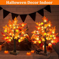 TURNMEON Thanksgiving Decor 2 Pack 18 Inch Prelit Fall Maple Tree 48 LEDs