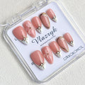 Luxury Handmade Press on Nails - Long Square White French Tips Press on Nail with Almond 3D Rhinestones, Flowers & Butterflies, Acrylic Multi-Layer Gel False Nails for Women (10Pcs Size M)