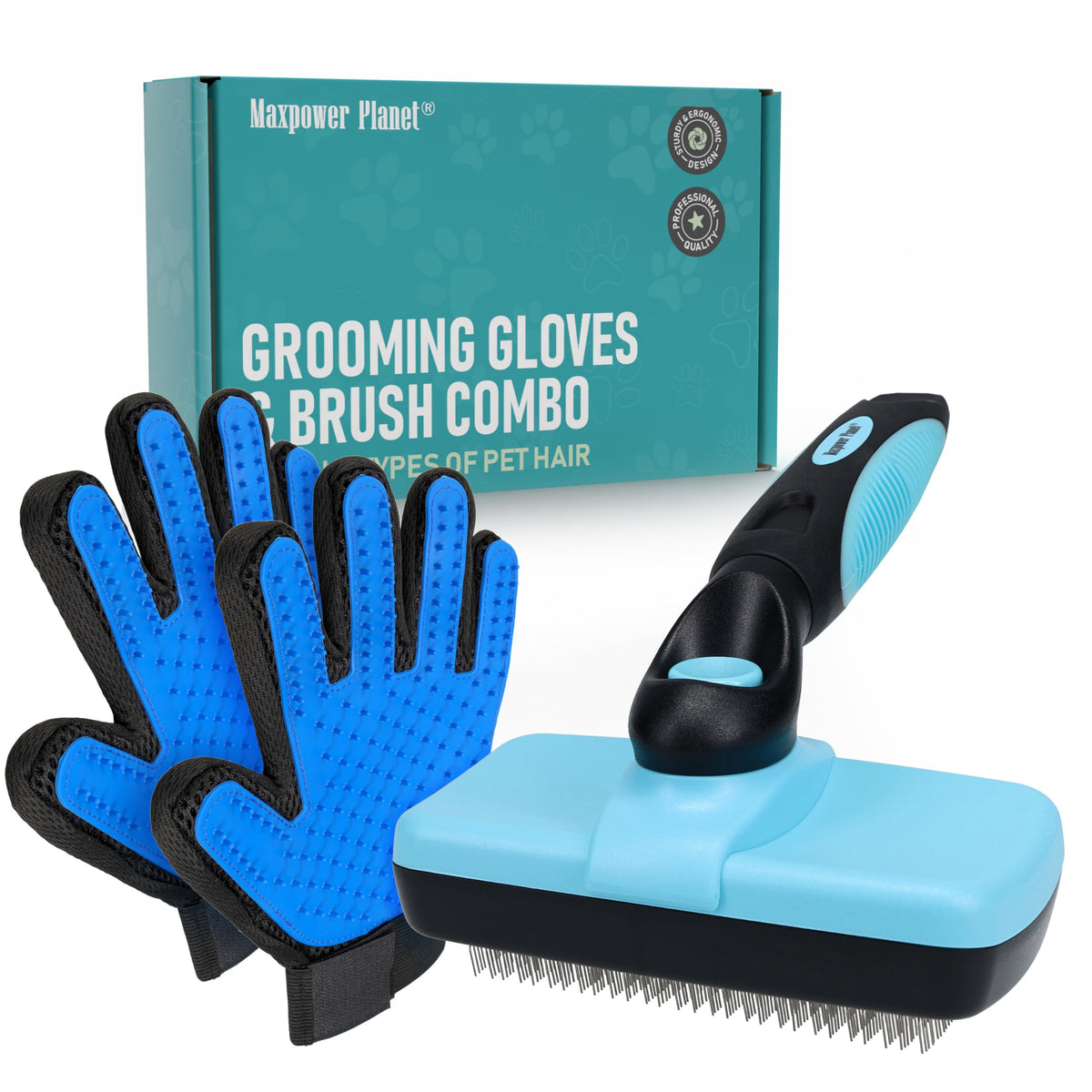 Maxpower Planet Original Pet Grooming Rake - Double-Sided Deshedding Dematting Tool, Undercoat Rake for Dogs & Cats, Extra-Wide Dog Grooming Brush & Deshedder Comb for Long Hair, Reduces Shedding 95%