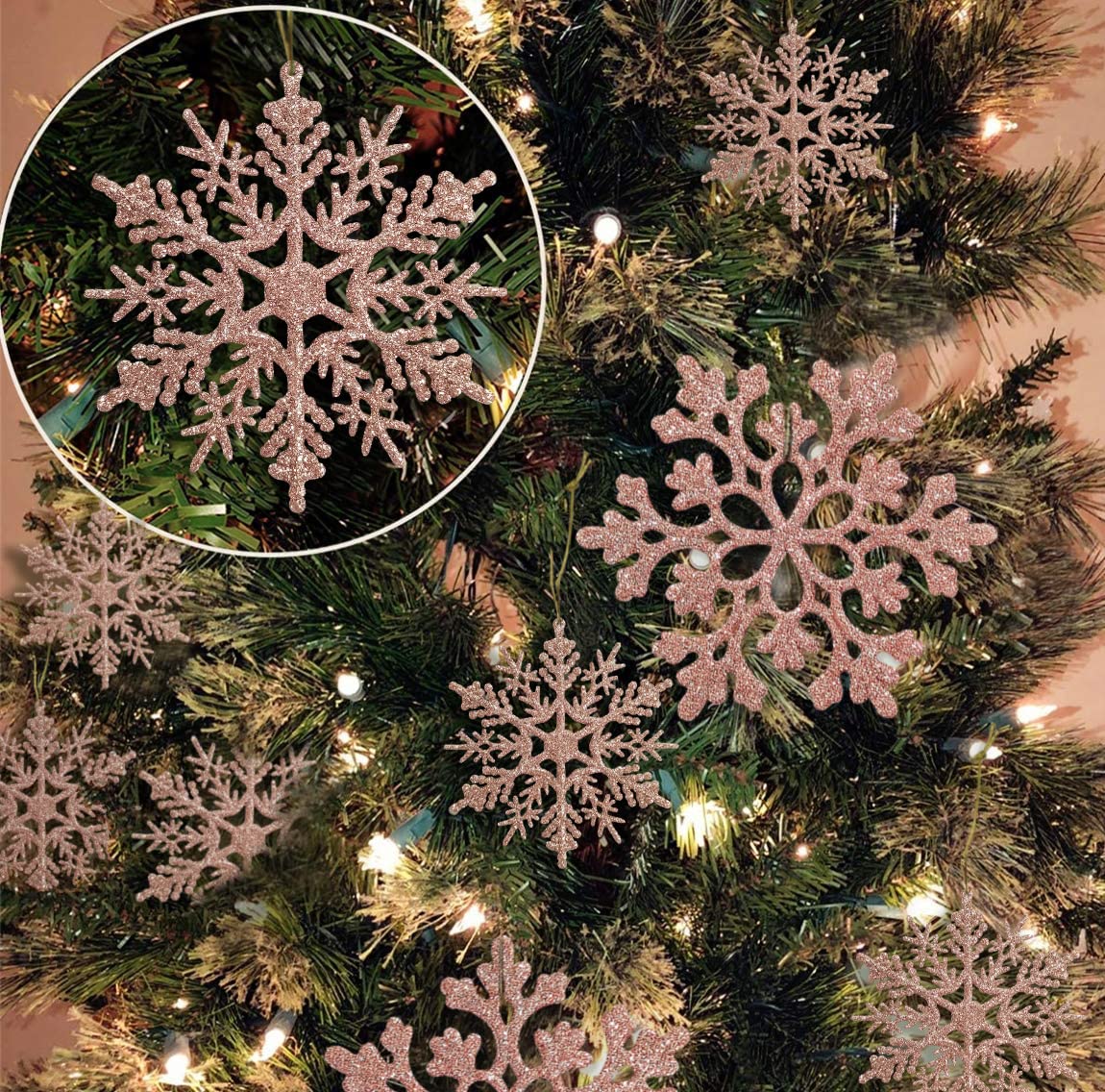 kockuu Christmas Decorations Snowflake Ornament White for Tree Decor Craft