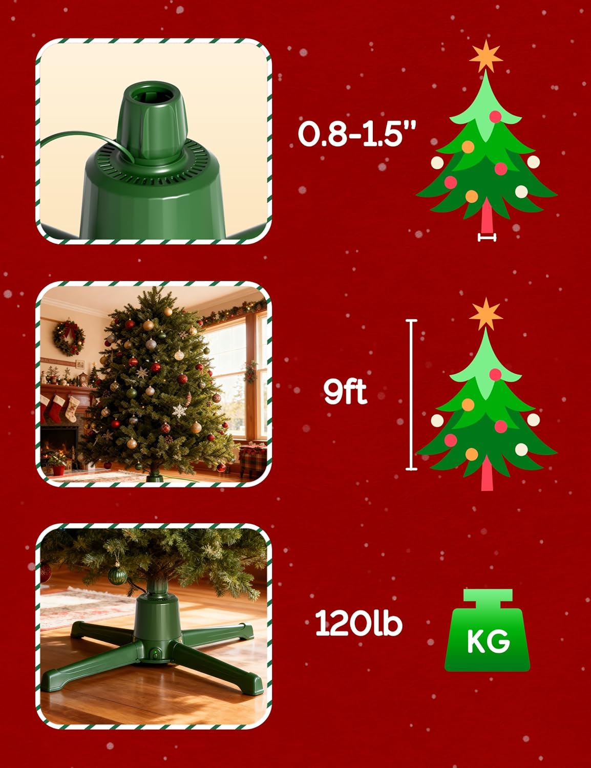 COOLWUFAN Musical Rotating Christmas Tree Stand with Remote for 9ft Trees