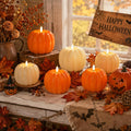 Fall Decor Pumpkin Flameless Candles Remote LED Candles Orange Set of 2