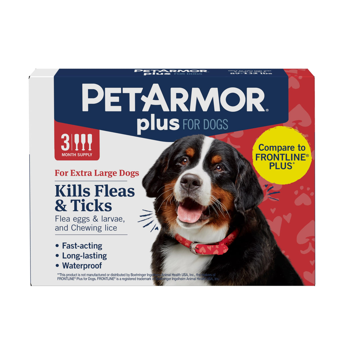 PetArmor Plus Flea & Tick Topical Dogs 45-88 lbs, 6-Month | Ideal for Large Dogs 45-88 lbs; Kills Fleas, Eggs, Larvae, Ticks & Lice; 6-month supply; Waterproof Nose-to-Tail