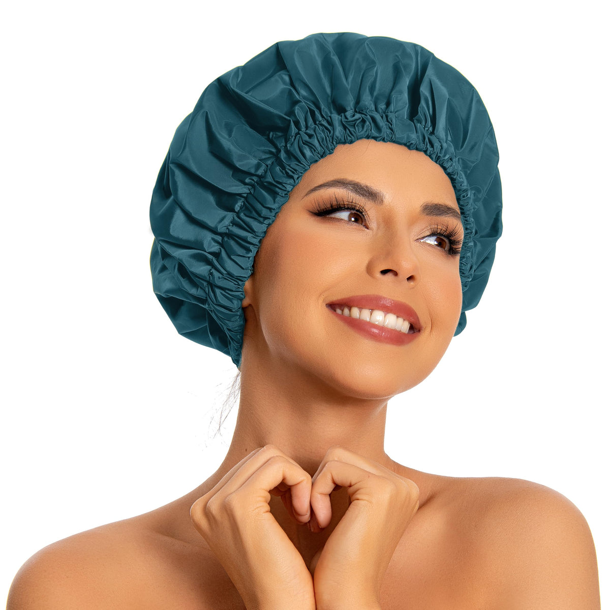 Edoneery Reusable Shower Caps for Women, Waterproof Long Hair Bonnet | Washable Design, Wide Elastic Band, Large Fit, Holds Long Hair, Braids Friendly, Bath Accessories, Spa, Travel