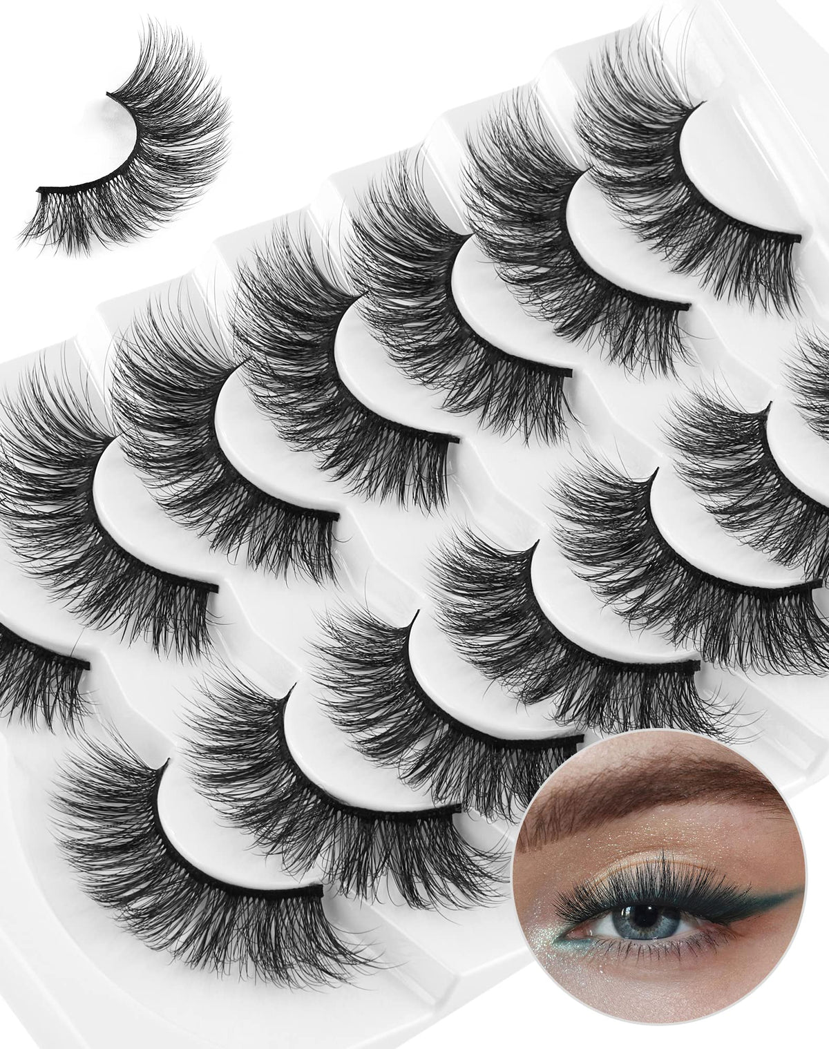 Natural Lashes That Look Like Extensions Strip Lashes Natural Look Thin Band Wispy Eyelashes 13mm Cat Eye False Eyelashes Foxy Eye Lashes 12 mm 7 Pairs S10
