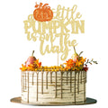 24pc Little Pumpkin Cupcake Toppers - Glitter Pumpkin Cupcake Picks - Baby Shower Decorations - Fall Harvest Theme - Kids Birthday Party Supplies