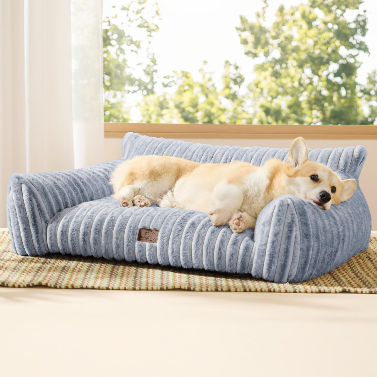 Bedsure ComfyFleece™ Shown on TV Fluffy Cute Dog Couch for Pets,30in Cream | Small & Medium Dog Bed Washable Cover,Supportive Couch Bed for Small Dogs,Pet Sofa Seen on Good Day New York,Up to 20 Lbs