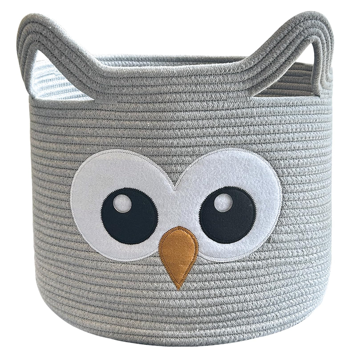 VK VK·LIVING Animal Baskets Large Woven Cotton Rope Storage with Cute Cat Design Laundry Organizer for Towels, Blanket, Toys, Clothes, Gifts – Cat Toy Box Pet or Baby Gift Baskets 15"Lx14H"