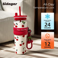 SDGA+ 24 oz Stainless Steel Tumbler with Lid and Straw, Insulated Water Bottle Leak Proof for Hot and Cold, Portable Travel Coffee Mug, Reusable Coffee Cup for Women, Cherry