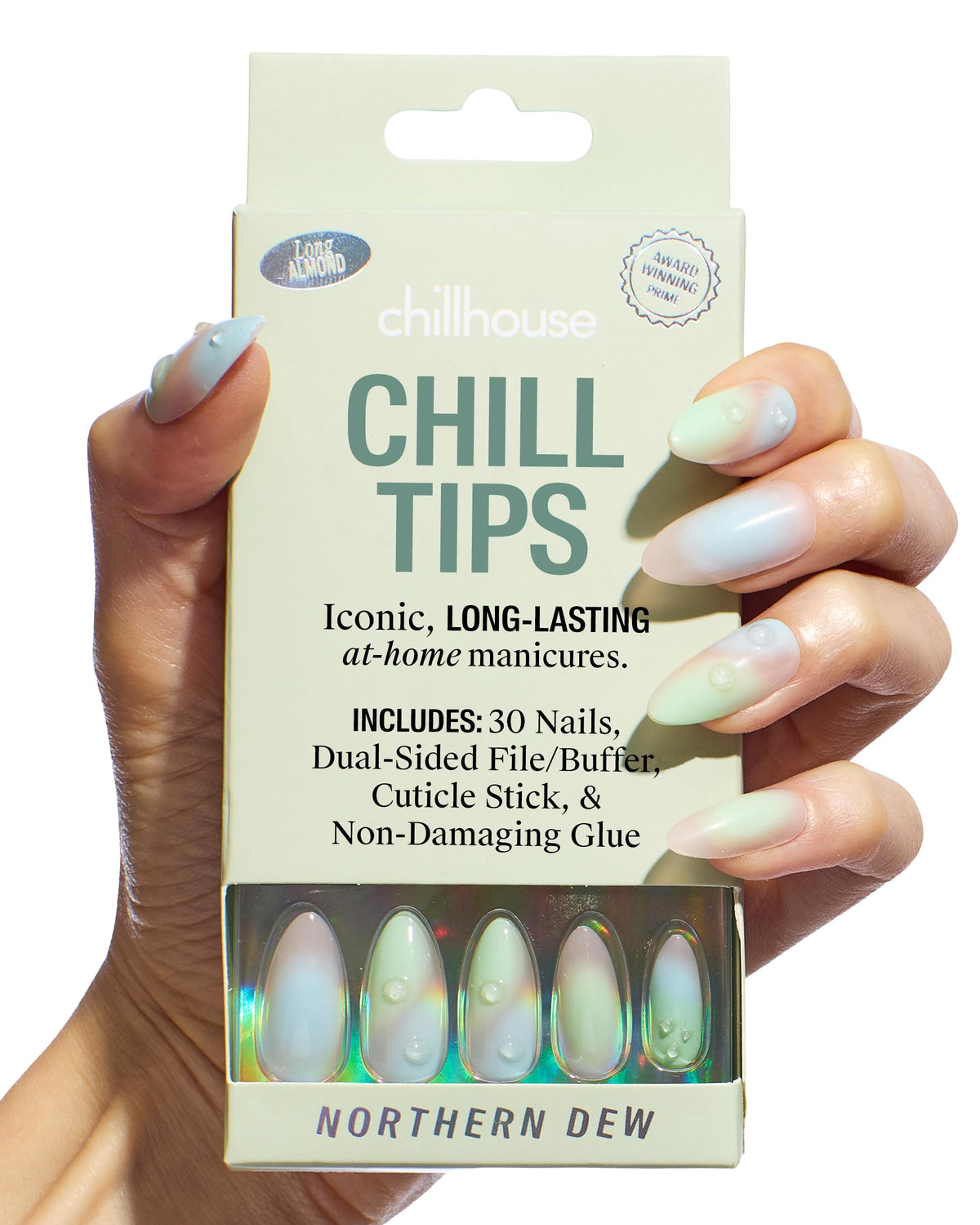 Chillhouse - Chill Tips, Press on Nails Kit - Sea Siren (Almond) - 30 Nail Shapes & Sizes - Up to 2 Weeks of Wear - Customizable Fit - Reusable - Latina Founded & Women Owned - Beauty & Self Care