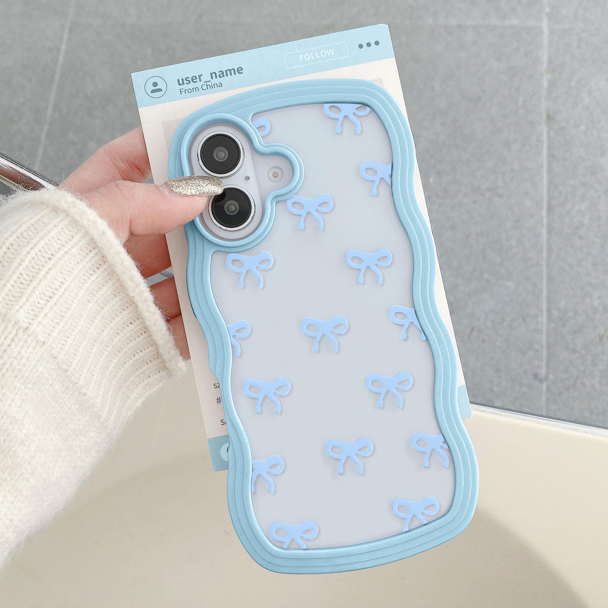 QLTYPRI Bow Case for iPhone 13/iPhone 14 Wavy Fame, Pink