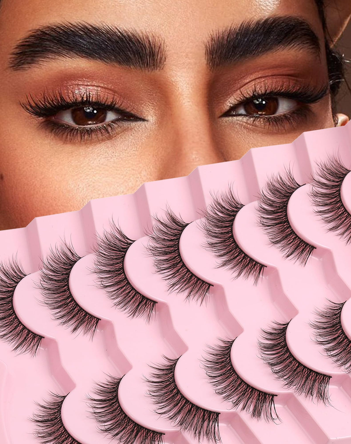 Natural Lashes That Look Like Extensions Strip Lashes Natural Look Thin Band Wispy Eyelashes 13mm Cat Eye False Eyelashes Foxy Eye Lashes 12 mm 7 Pairs S10