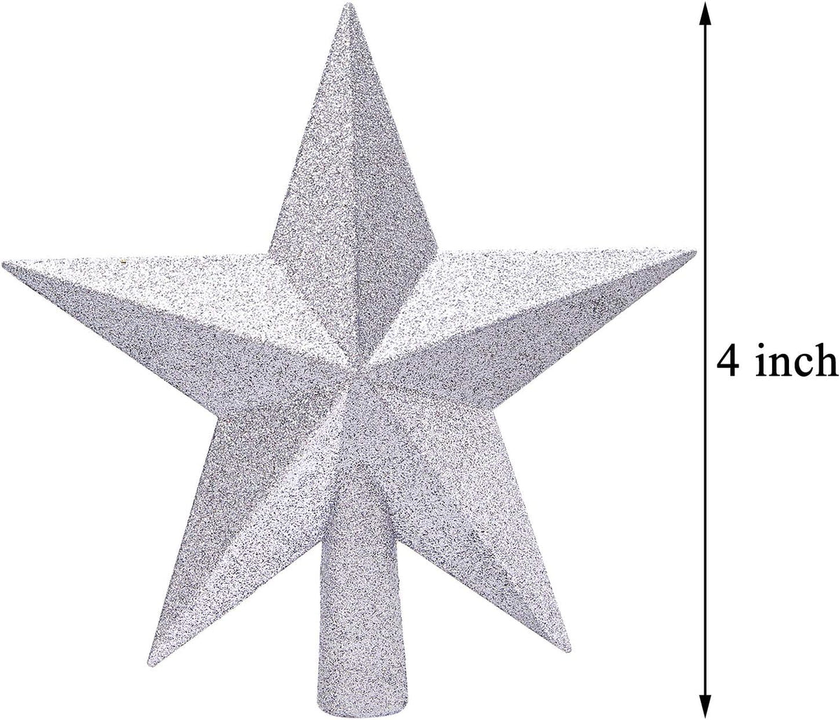 Aneco 2 Pack Glittered Christmas Tree Topper Star Treetop for Small Christmas Tree Decoration or Home Decor, Hard Plastic