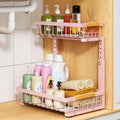 PXRACK Under Sink Organizer, Adjustable Height, 2 Tier Pull Out Under Cabinet Organizer, Slide Out Thickened Metal Under Sink Storage for Kitchen Bathroom Laundry Pantry Cabinet, White, Large-2-Pack