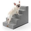 COZY KISS Dog Stairs for Small Dogs, 5 Tier Wider Pet Stairs for High Beds, 23.6" H Non-Slip Dog Steps for Old Cats, Puppies, Small Medium Dogs, 19.7x29.5x23.6 inch, Beige