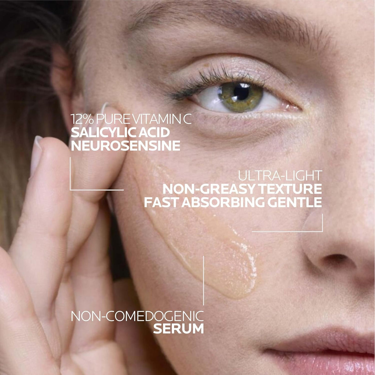 La Roche-Posay Pure Vitamin C Serum For Face With Hyaluronic Acid & Salicylic Acid, Hydrating & Brightening Serum, Boost Radiance & Reduce Wrinkles, Paraben Free