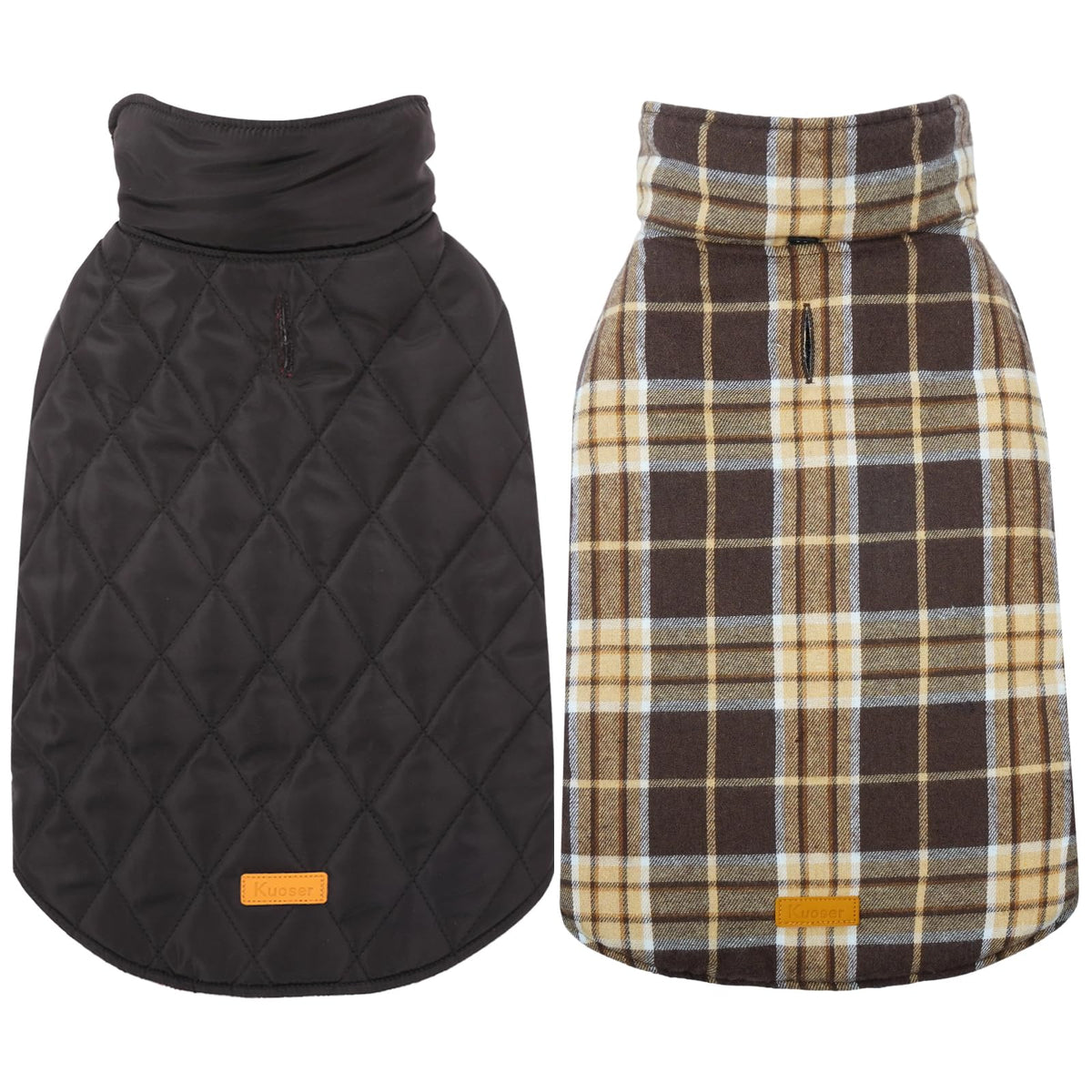 Kuoser Waterproof Dog Coat, Warm Reversible Dog Jacket with Leash Hole