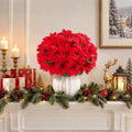6 Pack Poinsettias Artificial Christmas Flowers Fake Red Poinsettias Flower