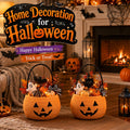 OIASKET Cotton Rope Halloween Pumpkin Basket with Handle, Trick or Treat Bucket for Kids, Woven Boo Candy Basket for Neighborhood Parades & Indoor Holiday Home Decor